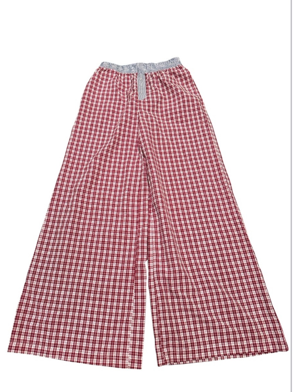 Red Plaid Wide Leg Pants